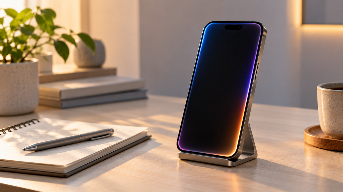 iPhone with a glowing screen edge, illustrating Apple Intelligence