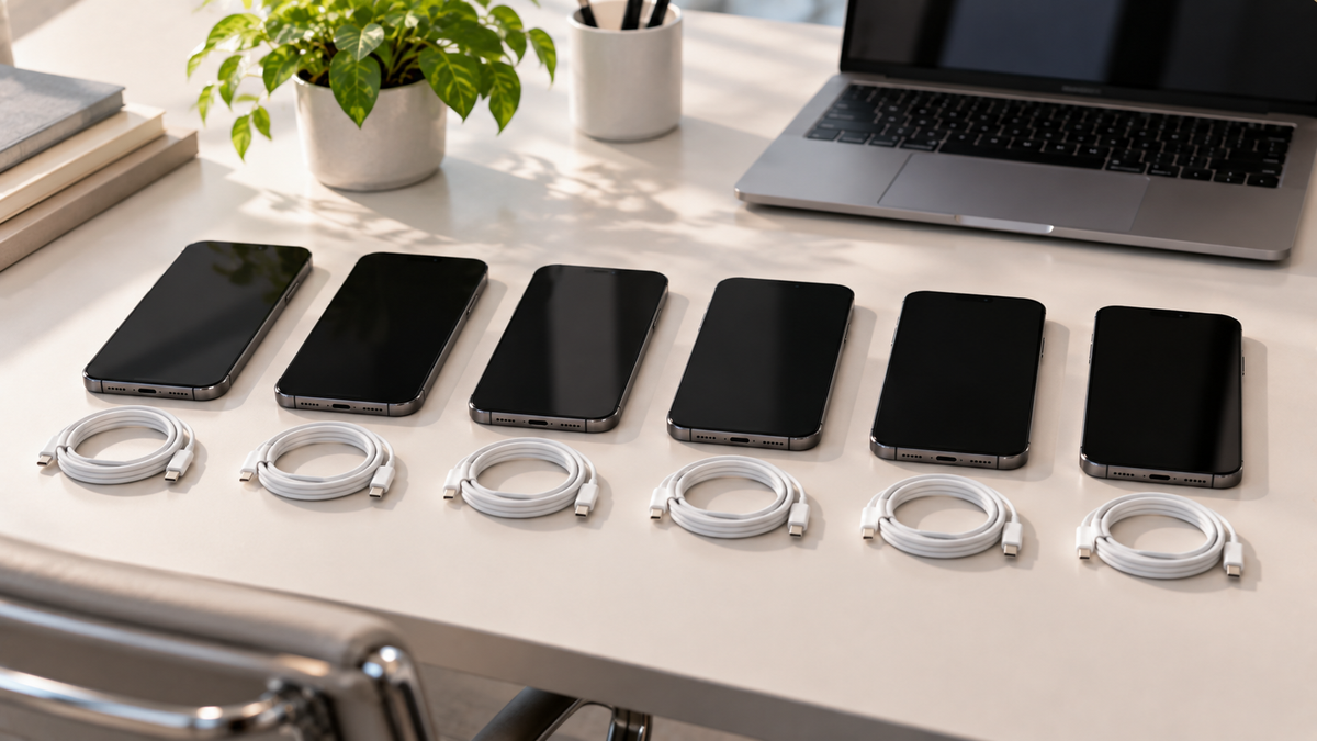 Refurbished iPhones prepared for a business team