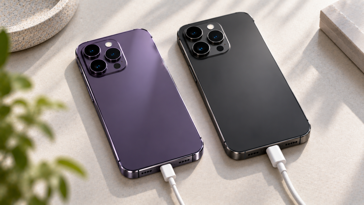 iPhone 14 Pro and iPhone 15 Pro side by side