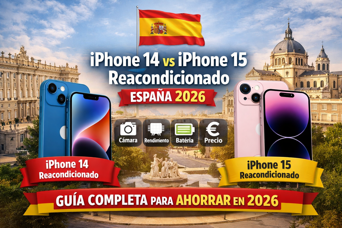 iPhone 14 vs iPhone 15 reacondicionado España 2026 comparación precio cámara batería mejor iPhone reacondicionado España